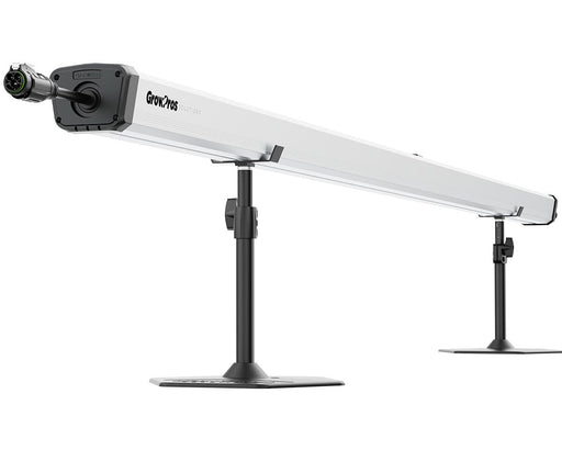 Full horizontal view of the GrowPros 8ft Under Canopy Light mounted on a GrowPros Light Stand.
