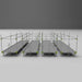 Multiple GrowPros RAM ROD V-Track Rolling Benches aligned in rows inside a cultivation room with a gray background.

