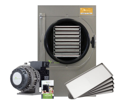 Harvest Right Pharmaceutical Pro Large Freeze Dryer with oil-free pump, trays, and accessory kit.