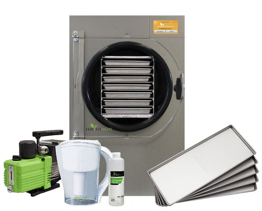 Harvest Right Pharmaceutical Pro Medium Freeze Dryer with premier pump, trays, pitcher, and vacuum oil.