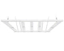 Suspended front view of HLG Genesis X HV LED grow light. Also known as Tomahawk 2.0