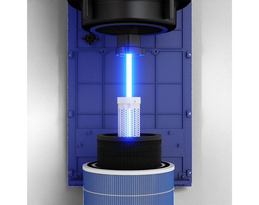 Close-up of the internal UV-C light and NASA PCO technology working with HEPA filtration to neutralize pathogens in grow environments.