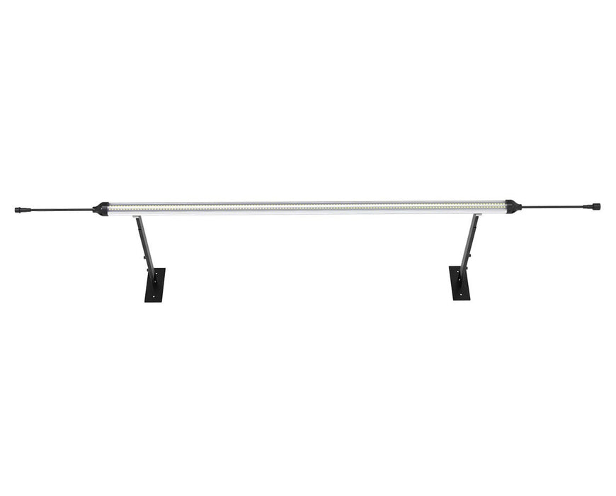 Full side view of mounted Mammoth Clone Light bar on two adjustable support stands for inter-canopy use.