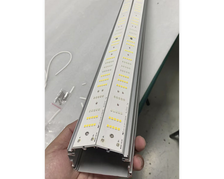 Close-up of Nova Sun LED bar in hand showing high-density diode array with mixed spectrum chips.
