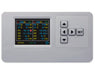 GLC-1 LED lighting controller showing real-time wattage, temp, and humidity settings for two zones.