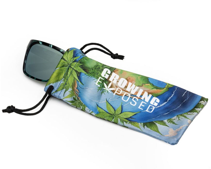 Method Seven Growing Exposed Edition glasses in protective microfiber pouch with botanical print design.