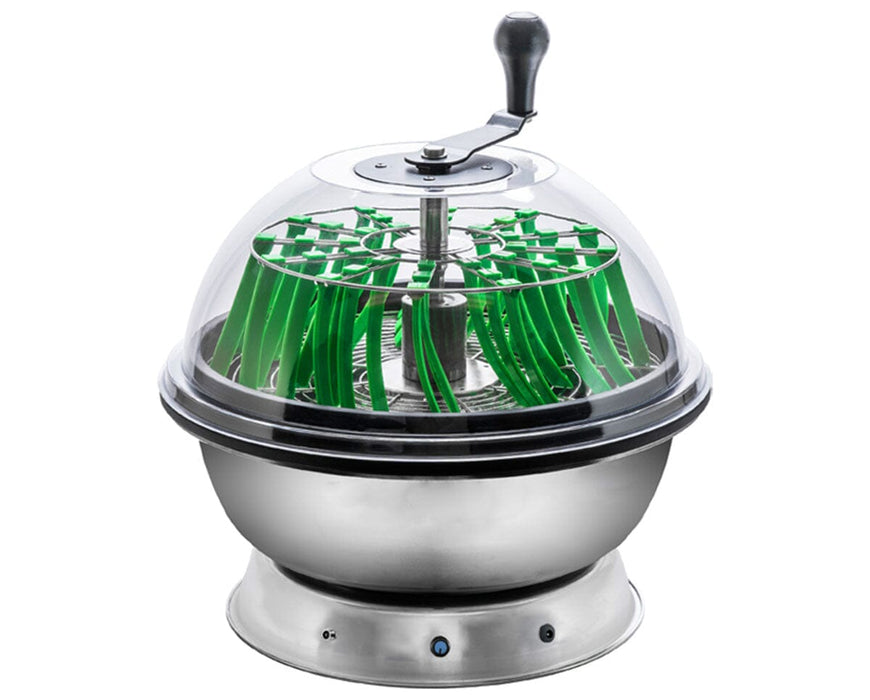Image of the Motorized Bowl Trimmer With Clear Top with built-in motor and speed adjustment dial.