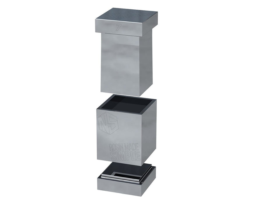 Nugsmasher 7g Pre Press Mold Pro exploded angled view showing top, body, and base parts.