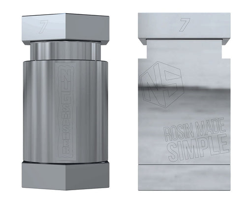 Nugsmasher 7g Pre Press Mold Pro front and side views, engraved with NS branding and 7 marking.