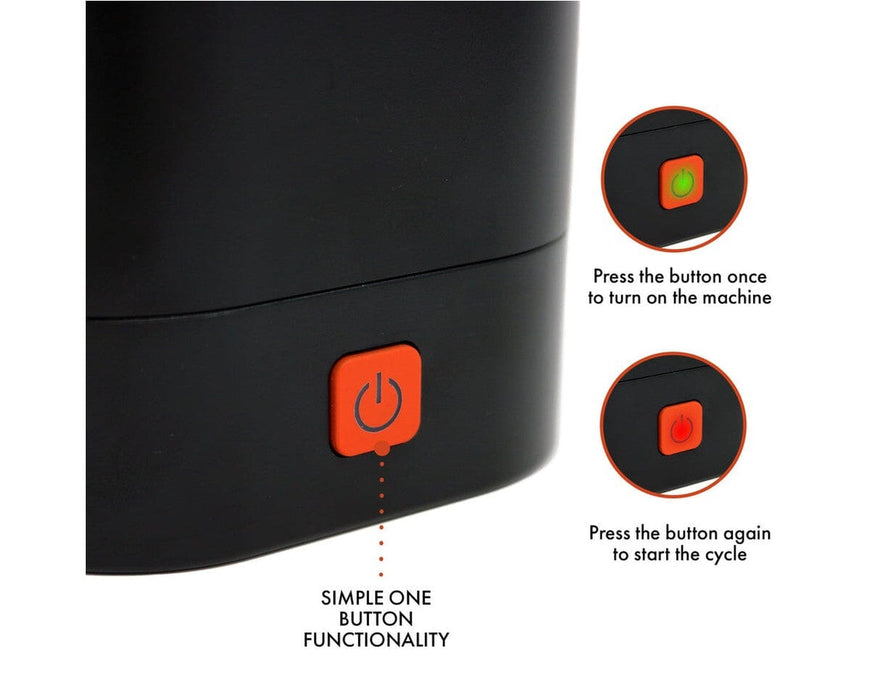 Ongrok Decarboxylator Machine detail image highlighting simple one button operation with red power switch for easy control of decarboxylation cycles.