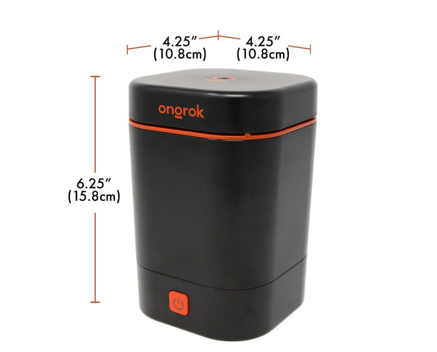 Ongrok Decarboxylator Machine front view with labeled height and width dimensions in inches and centimeters for accurate size reference before purchase.