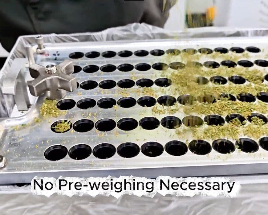 RollCraft MRB pre roll filling machine tray with ground bud no pre weighing required automated dispensing