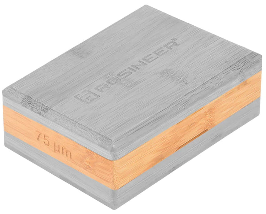 Compact Rosineer bamboo pollen sifter with engraved 75 micron label and magnetic lid for secure herb screening.