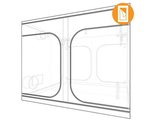 Outline of a  Secret Jardin Dark Room 300 v3 on a white background.
