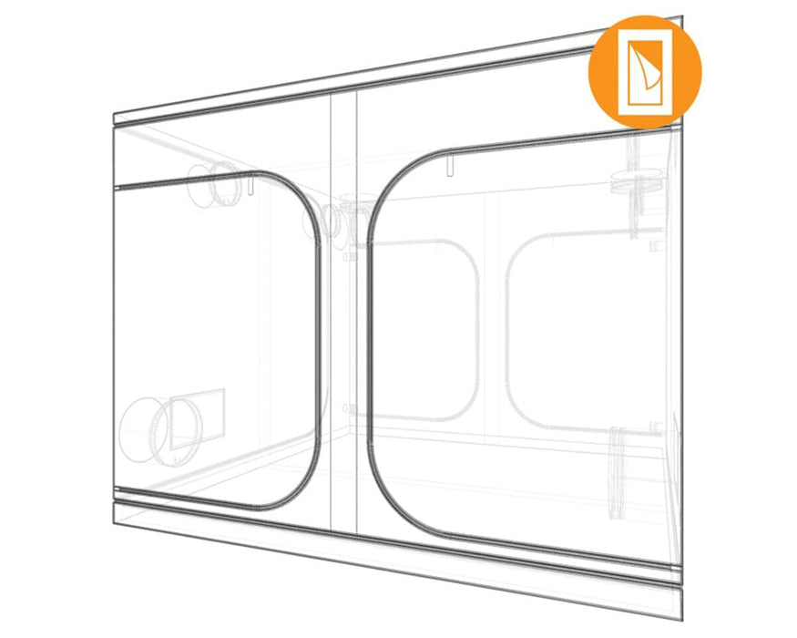 Outline of a  Secret Jardin Dark Room 300 v3 on a white background.