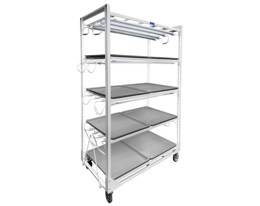 Wachsen 4-Level Rolling Cloning Cart with multiple shelves and built-in LED Lights on a white background.a