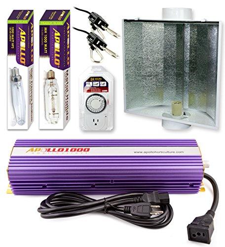 Apollo Horticulture 1000 Watt HPS and MH Air Cool Hood Kit HID Light Apollo Horticulture
