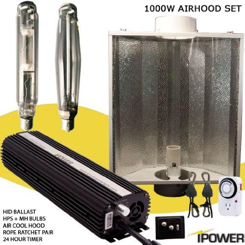 iPower 1000 Watt HPS and MH Air Cooled Hood Grow Light Kit