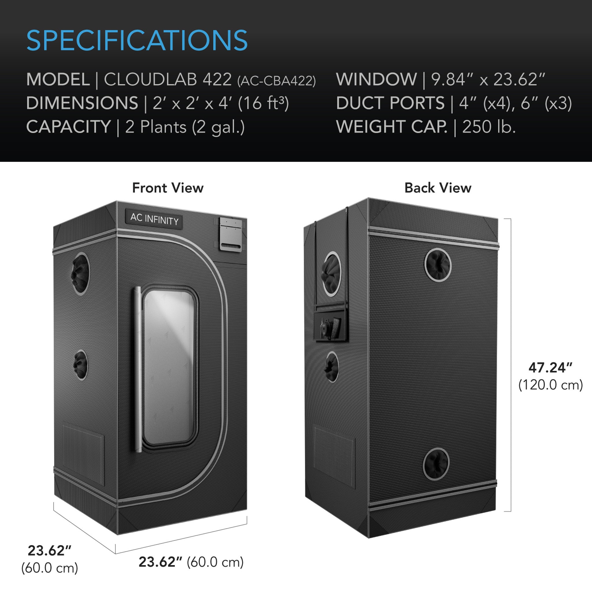 AC Infinity CLOUDLAB 422 Advance Grow Tent 2x2 None / None / None