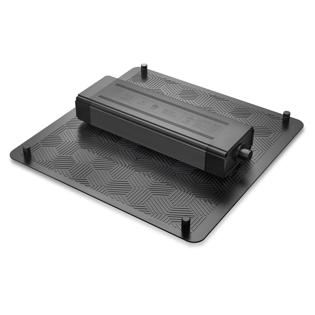 Back view of AC Infinity IONBOARD S22 grow light showing heat sink and integrated driver on a textured aluminum panel.