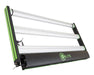 Folded side view of the B-Lite 660W LED grow light highlighting compact storage and green-black frame design.