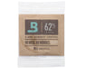 Front of a Boveda 62% RH 8g humidity control pack in individual wrap, labeled for 2-way humidity control with the tagline "No mess. No worries. Enjoy."