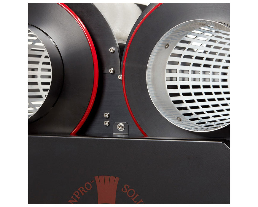 CenturionPro Gladiator Trimmer showing tumbler and brush system for trimming efficiency and precision.