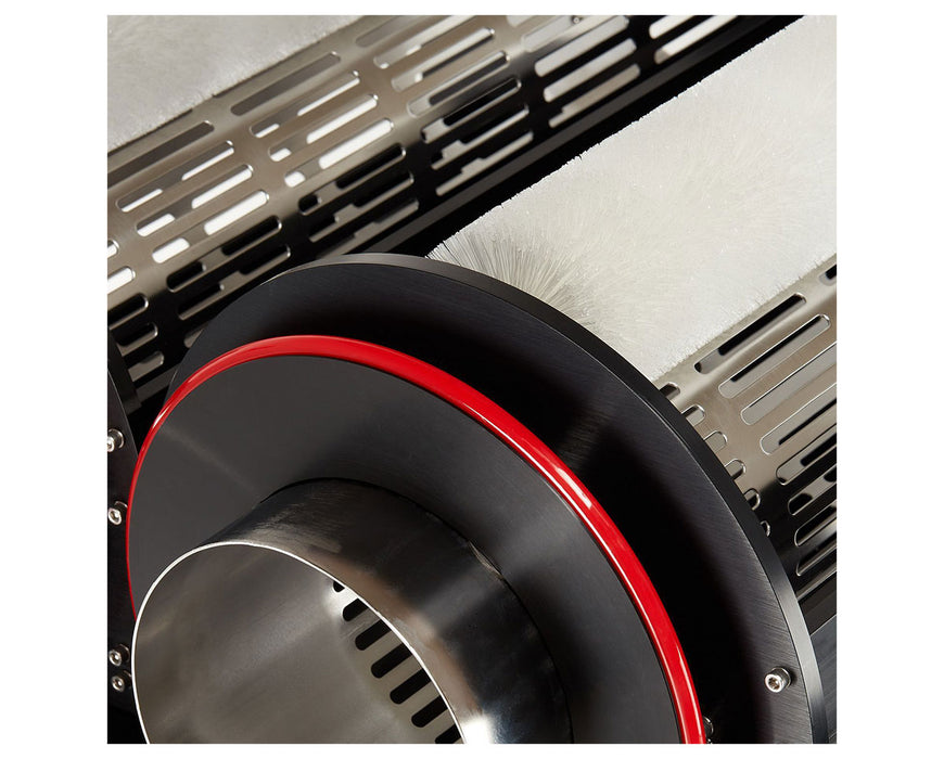 Rear view of CenturionPro Gladiator Trimmer showing dual tumbler openings and brush access.