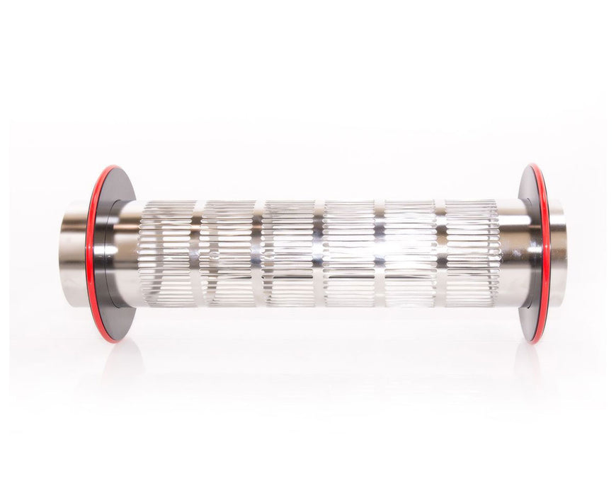 Top-down view of CenturionPro Gladiator Trimmer setup with leaf collector and kief collection system.