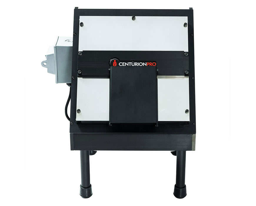 This front-facing image shows the CenturionPro GC Mini Bucker debudder with the CenturionPro logo visible.