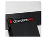 This close-up image highlights the CenturionPro logo detail on the faceplate of the GC Mini Bucker machine.