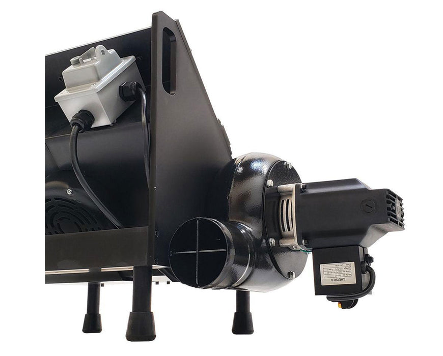 Backside of the GC1 Bucker showing motor, blower, and electrical housing.