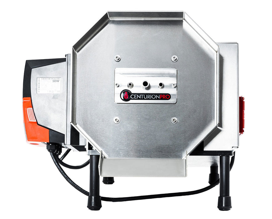 Front view of the CenturionPro HP Mini Bucker debudder with multiple feed holes and compact design.