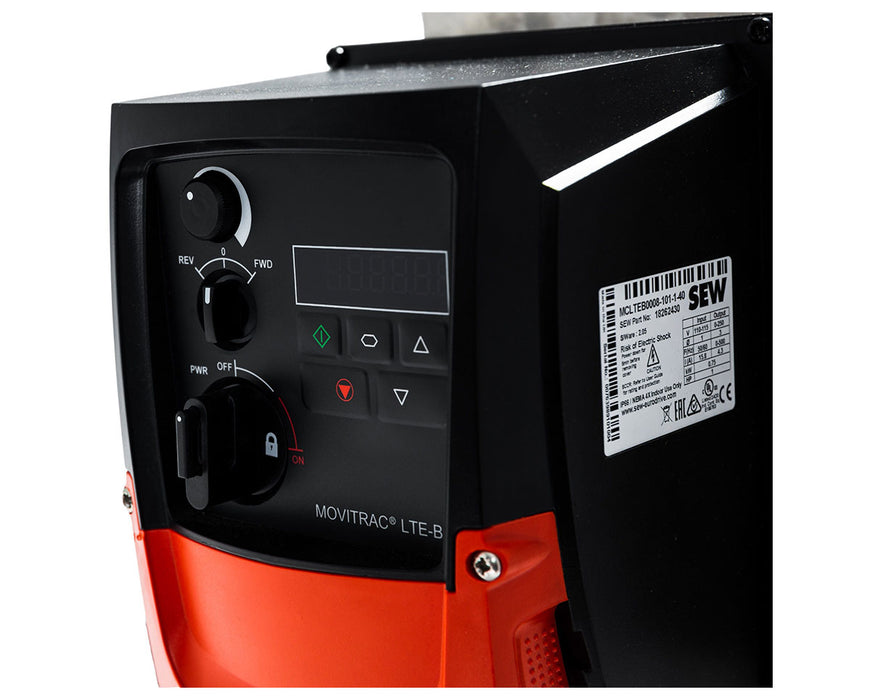 Detailed view of the CenturionPro HP Mini Bucker motor control panel and power switch.