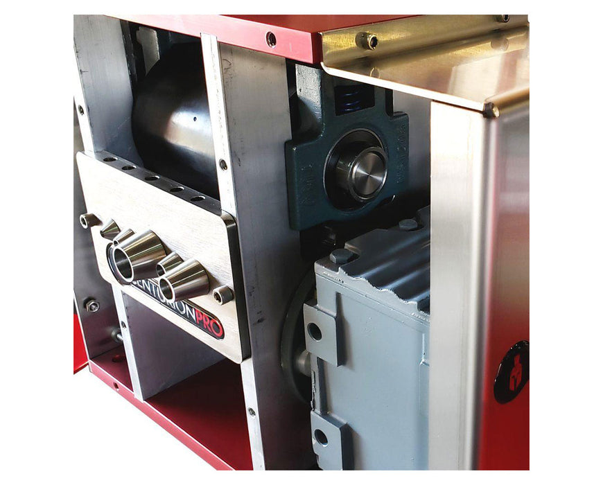 Interior view of the CenturionPro HP1 Bucker revealing roller assembly and industrial-grade components.