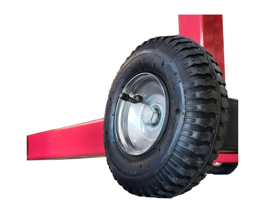 Heavy-duty rubber caster wheel of the CenturionPro HP1 Bucker stand, built for mobility and stability.