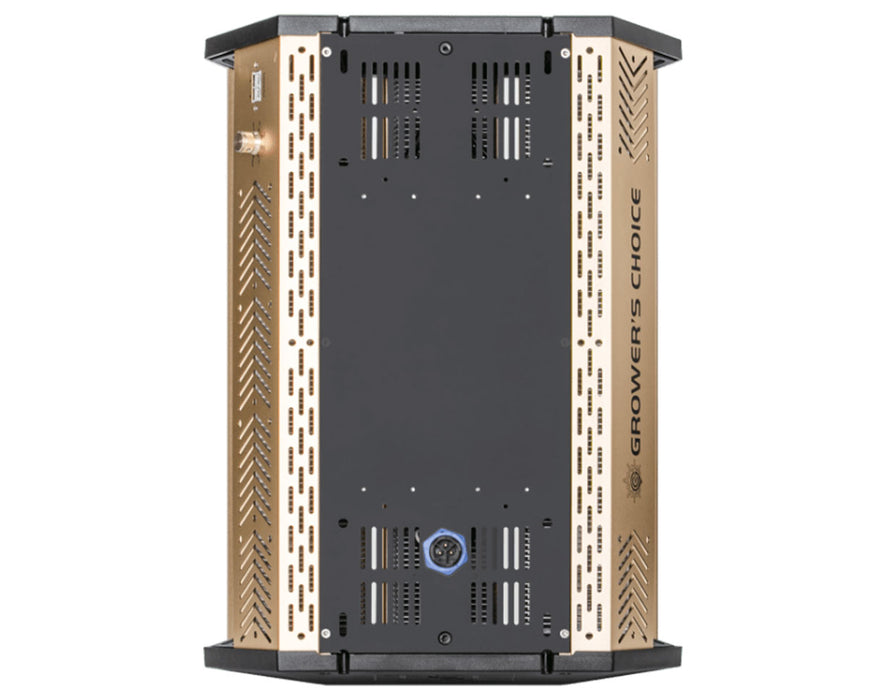 Top-down view of Grower’s Choice TSL-800 showing ventilation cutouts and Grower’s Choice logo.