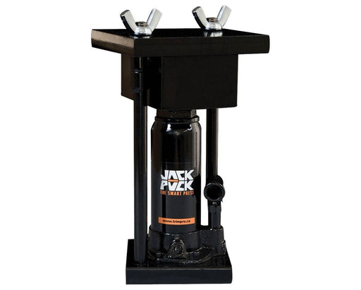 Jack Puck 8 Ton Square Mold Rosin Press with hydraulic jack and black steel frame for compact brick-style extraction.