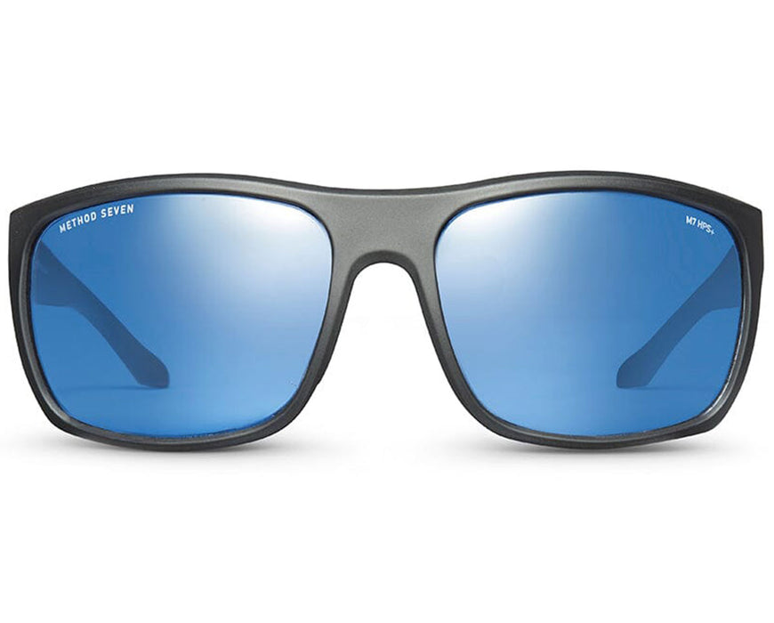 Method Seven Citadel HPS+ grow room glasses with blue lenses, front-facing view on white background.