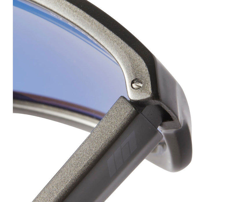 Macro view of temple screw and corner detailing on Method Seven Citadel HPS glasses.