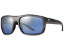 Angled view of Method Seven Citadel HPS Premium Gunmetal glasses with reflective blue lenses and matte gunmetal frame.