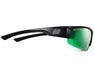 Side profile of Method Seven Cultivator LED glasses showing matte black arms with logo and lens curvature.