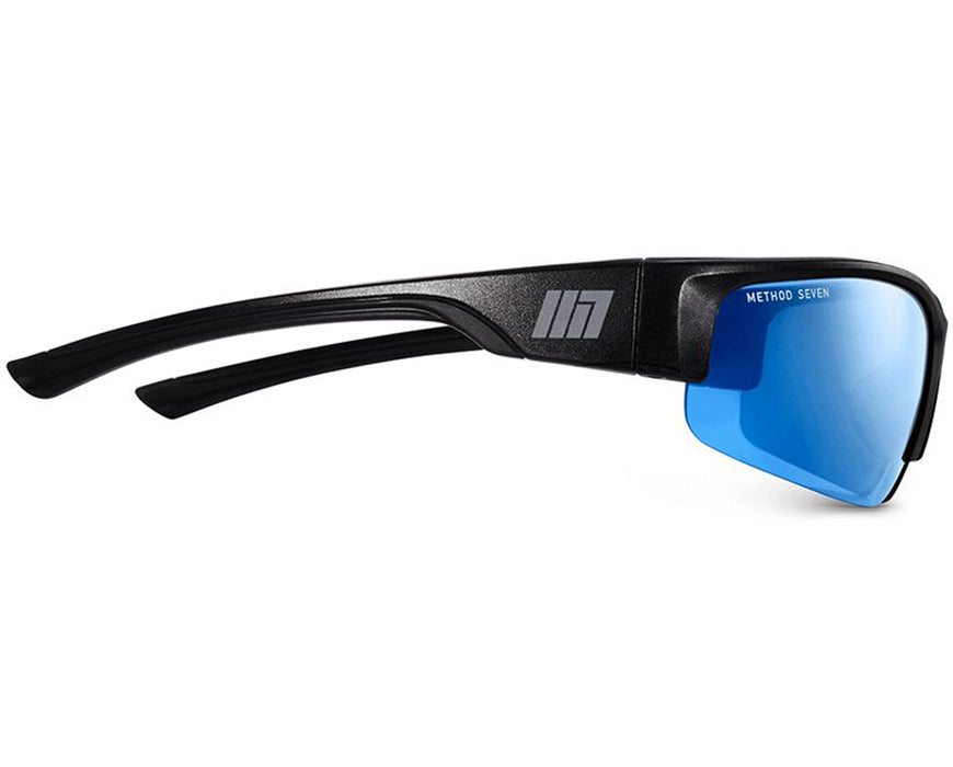 Side profile of Method Seven Cultivator HPS Classic glasses highlighting the lens curvature and frame logo detail.