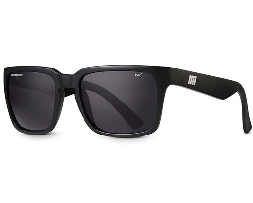 Method Seven Evolution SUN Polarized sunglasses with matte black frame and dark lenses, angled front view.
