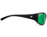 Side profile view of Method Seven Operator LED glasses highlighting arm design and frame curvature.