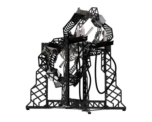 Side angle of the Knockout Gravity Infuser showing dual-arm structure and tubing layout.