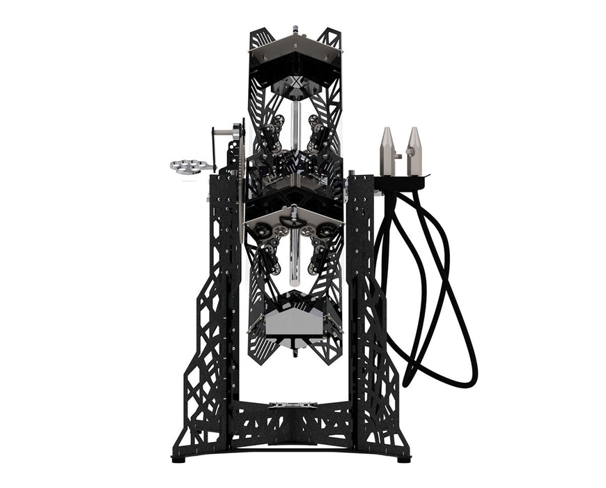 Rear view of the Knockout Gravity Infuser with visible twin press units and tubing configuration.