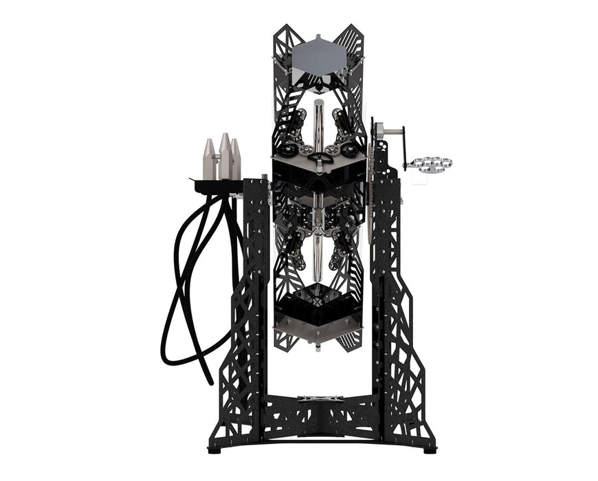 Back angle of the NugSmasher Knockout Gravity Infuser emphasizing structural design and tubing connections.