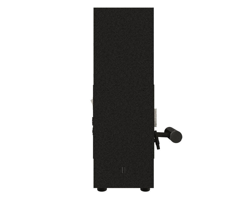 Side profile of the NugSmasher XP Rosin Press featuring compact steel frame and extended handle.