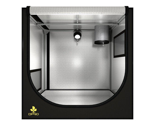 Interior front view of the Secret Jardin DP90 grow tent featuring top vent and filter setup.